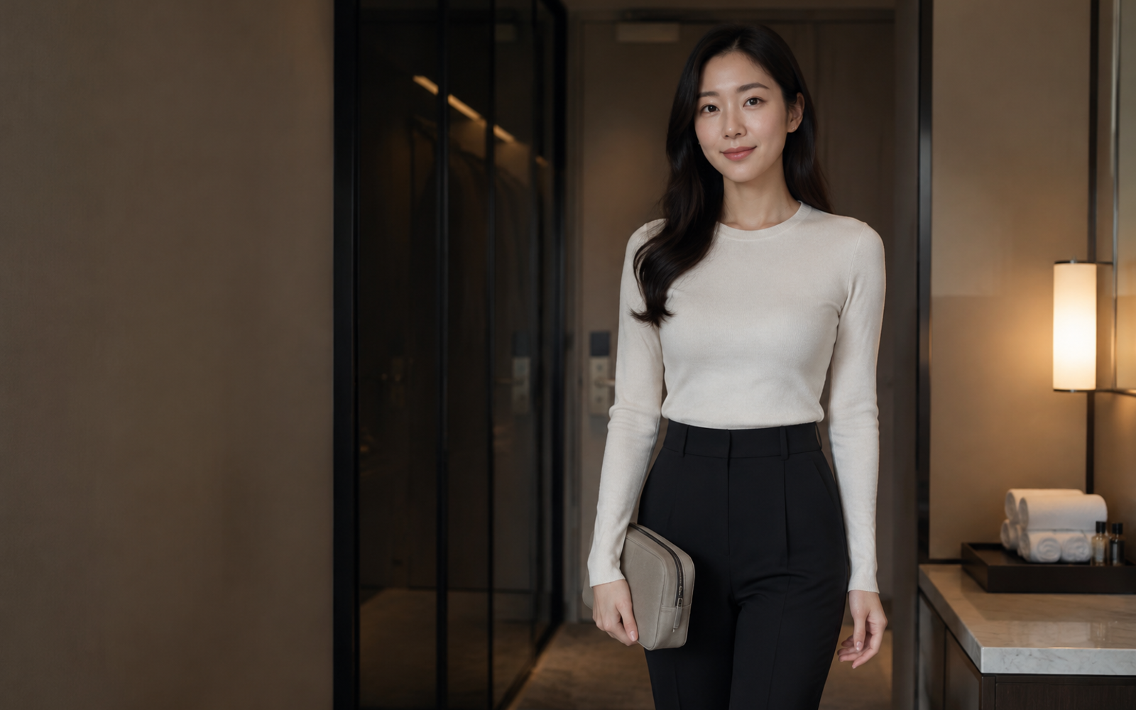 성남 정자 방문 홈케어를 안내하는 젊은 성인 한국 여성 관리사