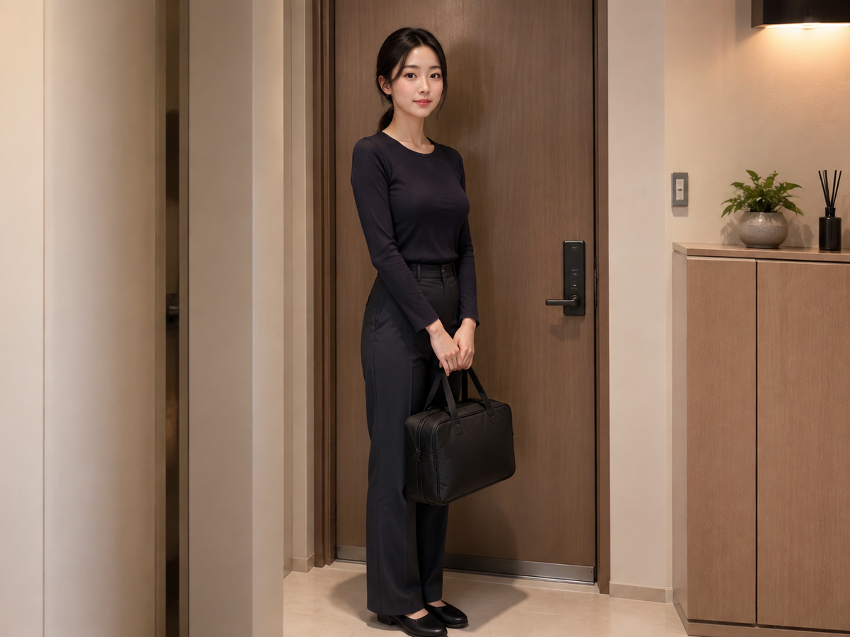 성남 정자 방문 홈케어 일정을 준비하는 젊은 성인 한국 여성 관리사